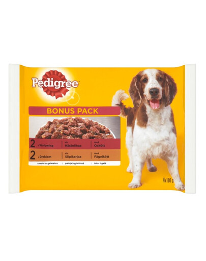 PEDIGREE z wołowiną i drobiem w galaretce 4x100g