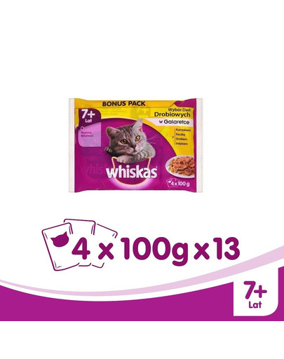 WHISKAS Senior Volaille en gelée 4 x 100g x13