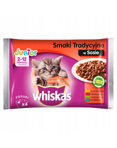 WHISKAS Junior Piatti di carne en sauce 4x 0.1Kg x13
