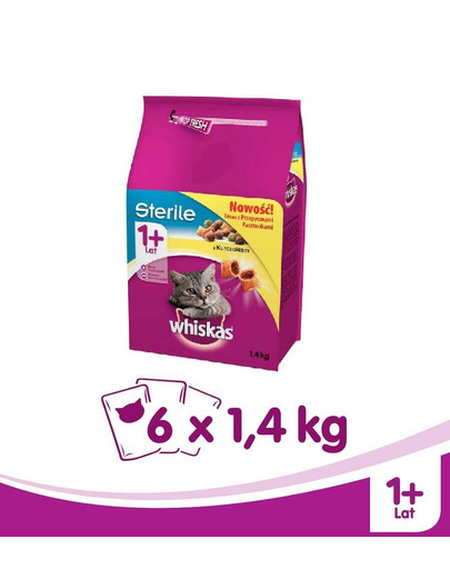 WHISKAS Sterile Adult avec du poulet 1.4kg x 6