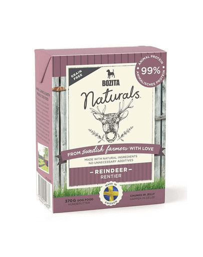 BOZITA Natural For Dog with Reindeer 370 g nourriture pour chiens avec viande de renne