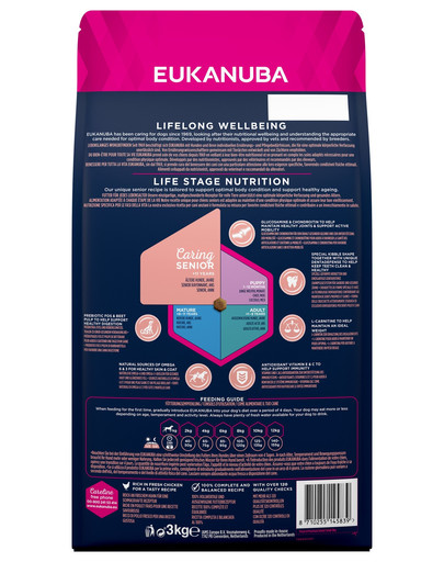 EUKANUBA Caring - Chien Sénior de Petite Race riche en Poulet frais - 3kg