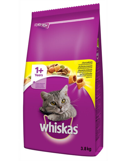 WHISKAS Adult med kyckling 3,8 kg torrfoder för katter