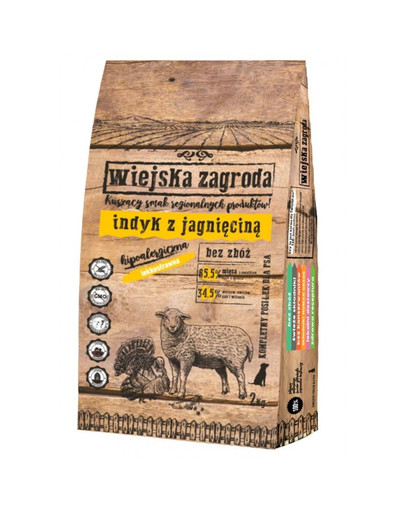 WIEJSKA ZAGRODA - Croquettes de dinde avec agneau pour chiens - 2 kg