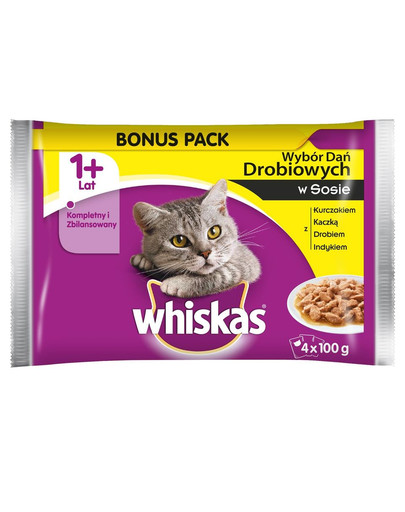 WHISKAS Plat de volaille en sauce 4x100 g