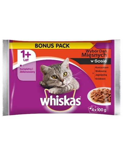 WHISKAS Plats de viande en sauce - sachet 4x100 g
