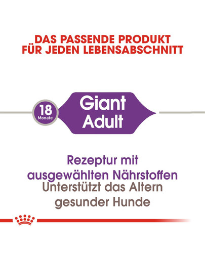ROYAL CANIN Giant adult 15 kg + 3 kg gratis