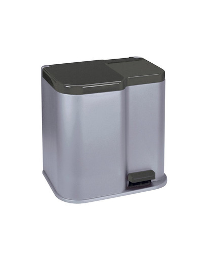 CURVER DUO PEDALBIN corbeille de tri sélectif argenté/gris foncé