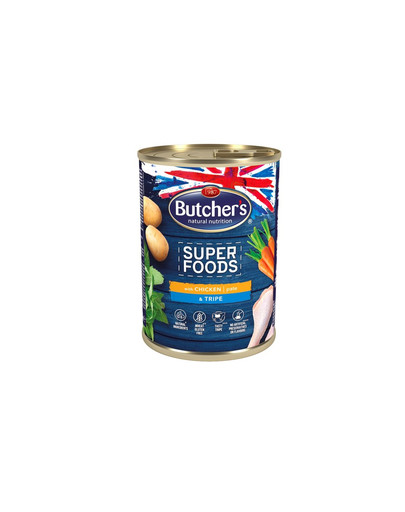 BUTCHER'S Superfoods Dog Tripe avec du pâté de poulet 400 g