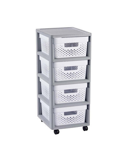 CURVER KNOCK DOWN 4x10 étagère ajourée gris/blanc