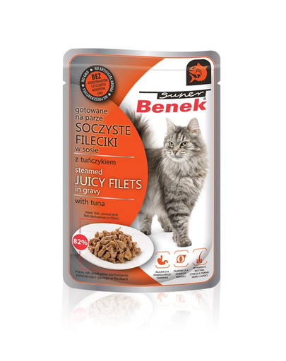 BENEK Super Filets de thon en sauce 85 g Chats