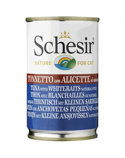 SCHESIR Aliment complémentaire pour chats à base de thon et de petits poissons de mer 140 g