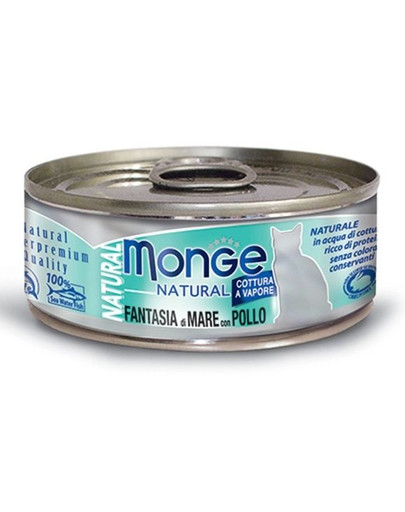 MONGE Natural Cat - Pâtée de fruits de mer et poulet - 80g