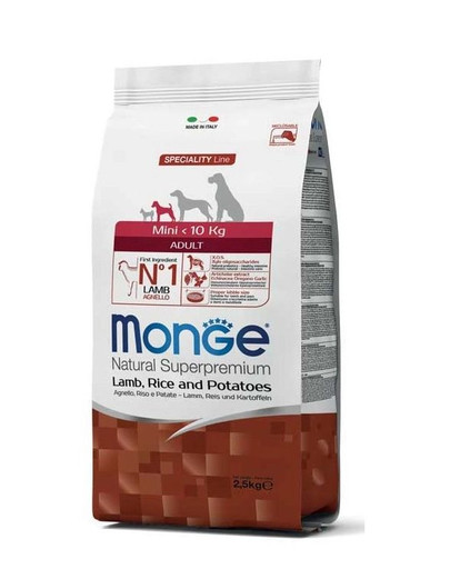 MONGE Mini Dog Agneau avec riz et pommes de terre 2,5 kg