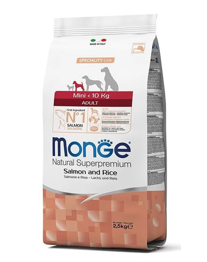 MONGE Mini Croquettes pour chien Saumon avec riz 2,5 kg