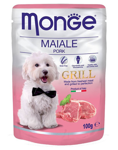 MONGE Grill - nourriture humide de porc grillé sans céréales - 100g