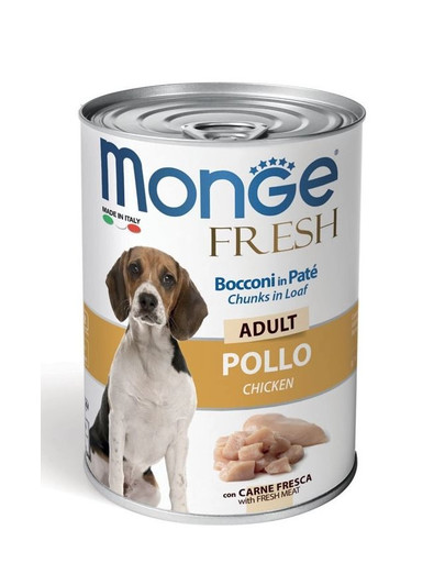 MONGE Fresh Dog - Morceaux de poulet en pâtée - 400g