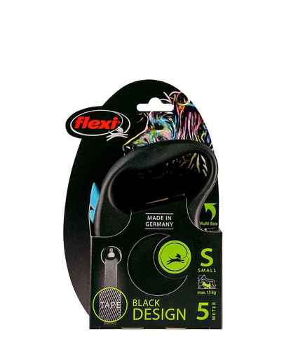 FLEXI Laisse Black Design M Sangle 5m Bleu