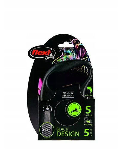 FLEXI Laisse Black Design L Sangle 5m Rose