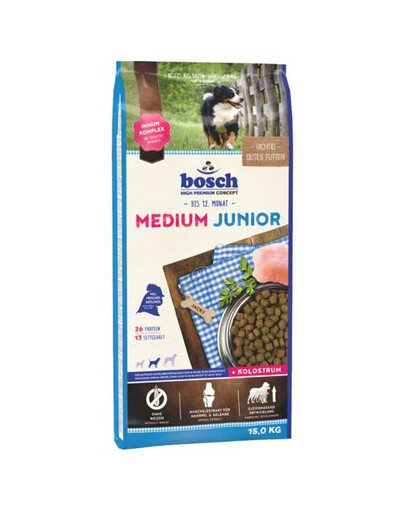 BOSCH Medium Junior 15 kg + przysmaki treningowe z zającem 300 g