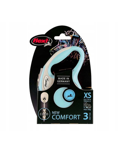 FLEXI Laisse automatique New Comfort S Corde 5 m bleu clair avec blanc