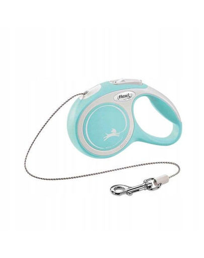 FLEXI Laisse automatique New Comfort M Corde 8m bleu clair et blanc