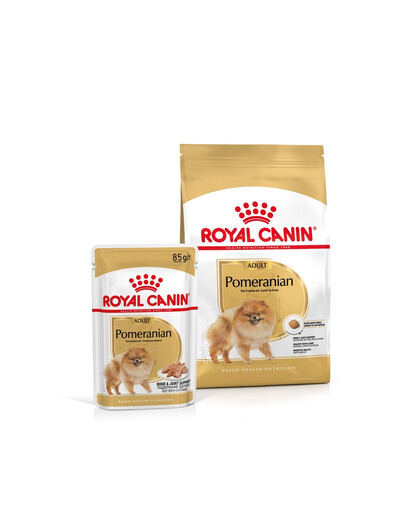 ROYAL CANIN Pomeranian Adult 3 kg + Aliments humides Pomeranian Adult 12x85g