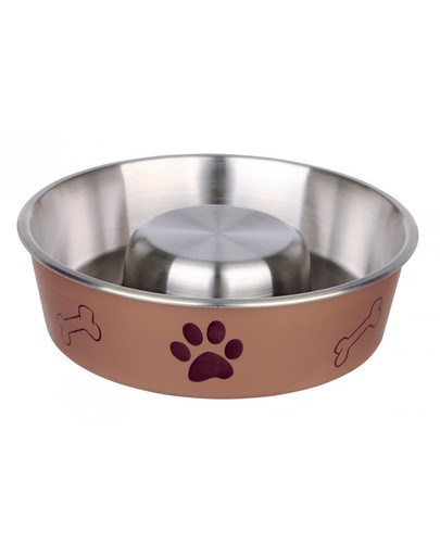 TRIXIE Slow Feeding Gamelle en acier inox 1,4 L/21 cm